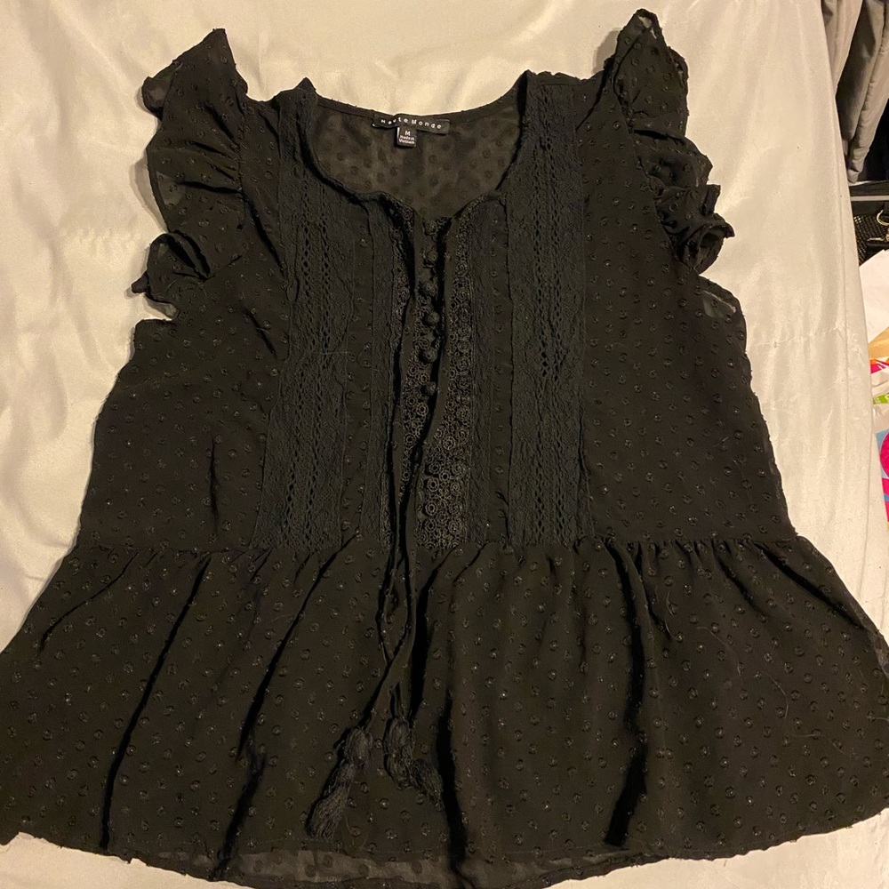 Sheer black blouse
